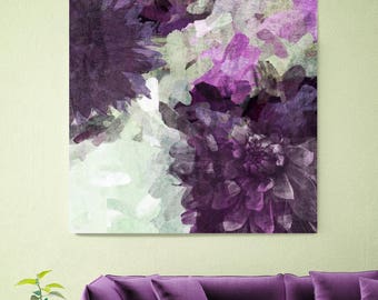 Floral Branch 5450. Rustic Purple Floral Canvas Art Print, Purple Green Rustic Modern Huge Canvas Art Print up to 48" by Irena Orlov