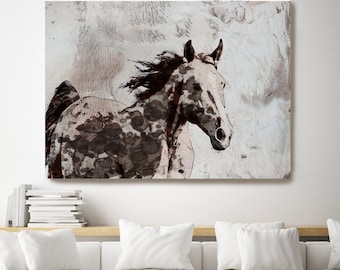 Brown Paint Horse. Horse Painting Horse Home Decor Horse Canvas Horse Canvas Art Horse Print Horse Horse Wall Decor