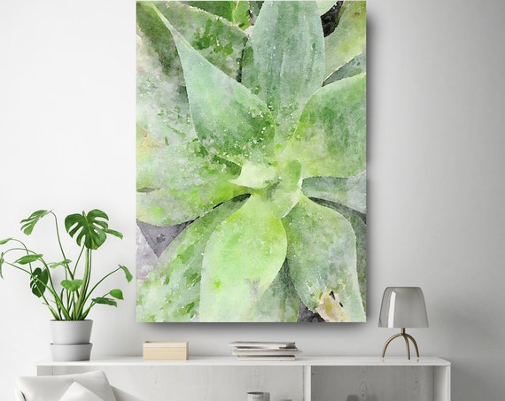 Rustic Succulent 1. SUCCULENT Watercolor Wall Art, Watercolor CANVAS Prints, Succulent Flower Artwork up to 72" by Irena Orlov