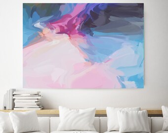 Romantic vibe, Blue Pink Abstract Painting, Large abstract painting Original abstract painting Canvas painting Large canvas art