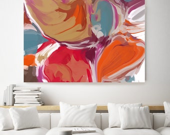El naranja se ilumina, el naranja Gran pintura abstracta Pintura abstracta original Pintura sobre lienzo Lienzo Imprimir Pintura original Arte mural grande