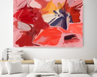 On-trend, Red Blue Large abstract painting Original abstract painting Canvas painting Canvas Print Original painting Large Wall Art