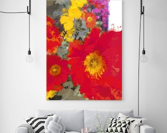 Poppy Magic. Floral Painting, Red Abstract Poppy Flower Art, Large Abstract Colorful Contemporary Canvas Art Print up to 72" by Irena Orlov
