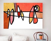 Vibrant Colorful Abstract-0-17-1. Mid-Century Modern Red Canvas Art Print, MidCentury Modern Canvas Art Print up to 72" by Irena Orlov