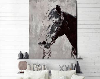 The Morgan Horse. Extra Large Rustic Horse, Equine Wall Decor, Black Rustic Horse, Large Farmhouse Wall Canvas Art Print up to 72