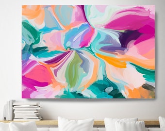 Modern Abstract Wall Art Decor, Abstract Vivid Painting Canvas Print, Abstract Colorful Flow Art, BOHO Wall Art for Home