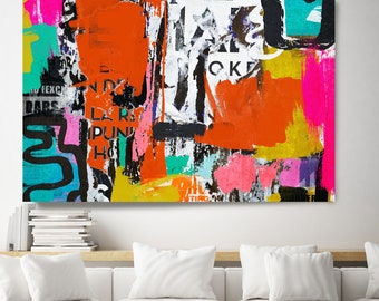 Graffiti Abstract Canvas, Street Art, Street Art Painting Print on Canvas, Large Canvas Print, Urban Artwork Canvas Print, The daily dose