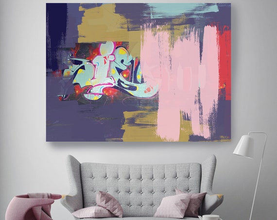 Art & Collectibles Graffiti Wall Art Red Blue Street Art Painting Print ...