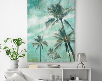 California Blue Beach Palms. Palm wall art Palm decor Palm canvas art Print Palm trees wall art Palm canvas Palm trees art Rustic Palms