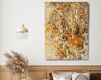 Impresión de arte de lienzo de tigre / Arte de pared abstracto de tigre / Pintura de granja / Arte de pared minimalista / Arte de pared de animales / Decoración de tigre