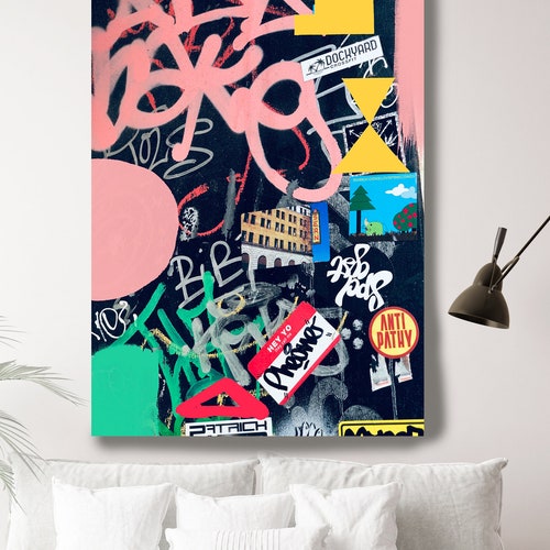 Graffiti Art Street Art Pink Gold Street Art Painting Print Etsy