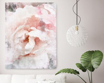 Peony Watercolor Painting Print, watercolor pink peony, watercolor floral, peony canvas print, peony gift, Blushing Beauty shabby chic