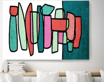 Mid Century Modern Colorful Art Canvas Print, Midcentury Modern, Abstract Art, Midcentury Canvas Print, Wall Art, Retro Home Decor Brand