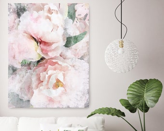 Blush Pink Wall Art Peony Floral Painting for Farmhouse Decor Peony Watercolor Painting Print peony canvas print Blushing Beauty shabby chic