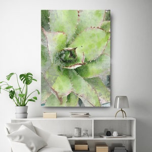 Rustic Green Succulent. SUCCULENT Watercolor Wall Art, Watercolor CANVAS Prints, Succulent Flower Artwork up to 72" by Irena Orlov