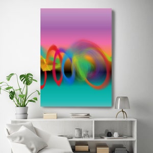 Storm of Creation 55 Vivid Colors New Media Art Pink Turquoise Abstract Canvas Print, Extra Large Canvas Print up to 90&quot; by Irena Orlov