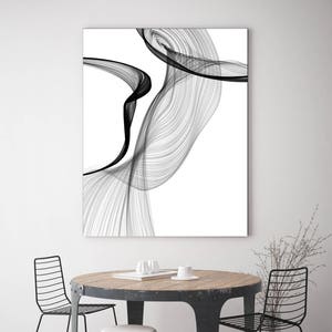 Rhythm and Flow 60H x 40W, Original Minimalist New Media Abstract Black And White Work on Canvas Investment Opportunity image 1