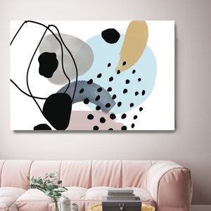 Pink Powder Blue Yellow Lines Minimalism. Line Art Modern Canvas Art Print Scandinavian print Minimalist art Minimal Contemporary Modern art
