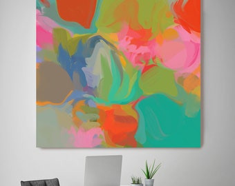 ORL-6228-1 Always in Style 1, Colorful Blur Abstract Painting, Red Blue Green Canvas Art Print up to 48" by Irena Orlov