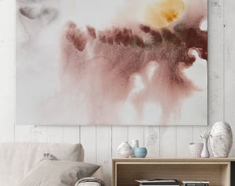 Earth Magic 2. Watercolor Abstract Paintings Art, Extra Large Abstract Brown Yellow Contemporary Canvas Art Print up to 72" by Irena Orlov