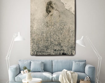 Spirit, Woman Portrait, Watercolor figurative Art, Sexy wall art, Figurative Painting, Figurative Canvas Print, Living Room Decor Minimalist
