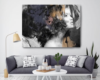 Phenomenal Woman, Figurative painting, Woman watercolor painting print Woman Portrait Painting FIGURATIVE Yellow Black Woman Canvas Print