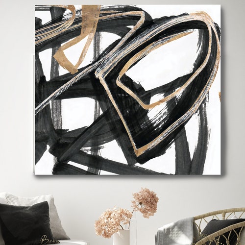 Black Beige Lines Abstract shops Artworks Wall Decor, Modern Line Art, Oversized Canvas Print OR545, Black Beige Swirl Art, Neutral Line Art