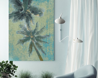 Blue Beach Palms 2. Palm wall art Palm decor Palm canvas art Print Palm trees wall art Palm canvas, California, home decor, beach, Palms