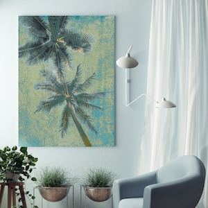 Blue Beach Palms 2. Palm wall art Palm decor Palm canvas art Print Palm trees wall art Palm canvas, California, home decor, beach, Palms