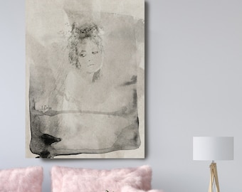 Inner Beauty Woman Portrait, Watercolor figurative Art, Sexy wall art, Figurative Painting Figurative Canvas Print Living Room Decor