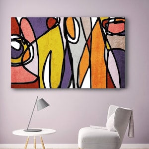 Vibrante Colorido Abstracto-0-23. Impresión artística de lienzo rojo púrpura moderno de mediados de siglo Impresión artística de lienzo moderno de mediados de siglo hasta 72&quot; por Irena Orlov