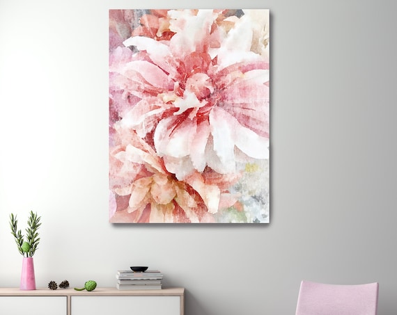 Pleasing Pinks 7, floral painting, pink art, floral art, shabby chic, Pink Floral Art, Pink Rustic Flowers Canvas Print