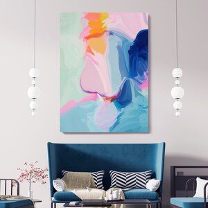 Pink Blue Abstract Wall Art, Pink Abstract Canvas Print, Energy Flow Wall Art, Abstract Art, Contemporary Art, Bliss