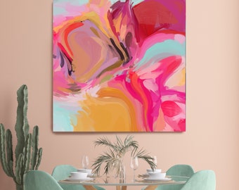 Sparks of pink Abstract Fine Art Canvas, Abstract Art, Contemporary Art, Modern Hot Pink Painting, Expressionism Canvas Print
