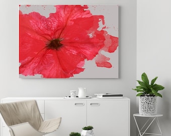 Sweet Melody. Floral Painting, Red Abstract Art, Wall Decor, Large Abstract Colorful Contemporary Canvas Art Print up to 72" by Irena Orlov