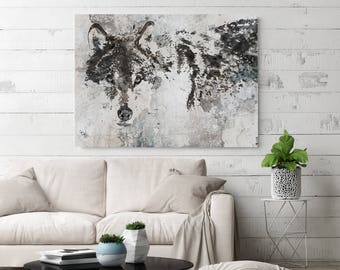 Wolf Canvas Art, Wolf Canvas Painting, Wolf Wall Art, Wolf Painting, White Grey Wall Art, Big Wolf, Wolf Wall Decor, Wolf Art Print