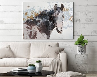 American Paint Horse. Horse Art Large Canvas, Horse Art, Brown Rustic Horse, Beautiful Equine Horse, Horse gift, Horse Painting Canvas Print
