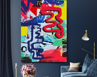 Graffiti Wall Art Street Art, Red Street Art Painting Print on Canvas, Graffiti Art on Canvas, Urban Canvas Print, Contemporary upheavals