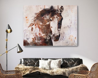 Brown Horse on Wood, Natural Rustic Horse Art Print on WOOD, Gorgeous Horse Art on Wood Equestrian Farmhouse ART Barn Horse, Farmhouse Art