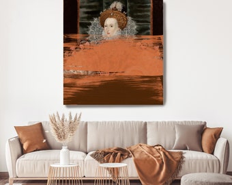 Contemporary Touch, Elizabeth I George Gower, Verändert, Vintage Gemälde, Altered Art, Klassisches Ölgemälde