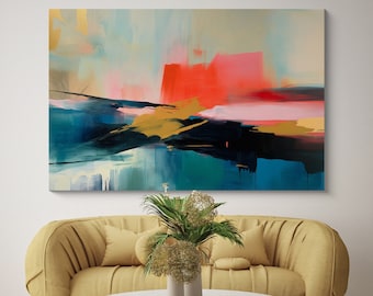 Harmonious Color Fields-28 Abstract Canvas Print  / Abstract Vibrant Wall Art, Contemporary Home Decor, Living Room Art, Large Abstract