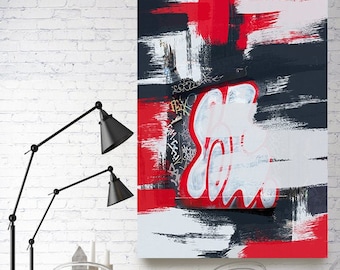 Etablerad motsvarighet, Gatukonst, Graffiti Väggkonst Gatukonst Målning Tryck på Duk, Stort Canvastavla, Urban Canvastavla