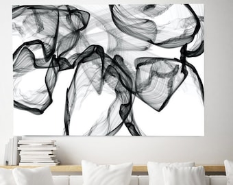 Black and White Abstract Art, Large Contemporary Canvas Art Print Modern Art Minimalist Print, The sound of water, Abstraction