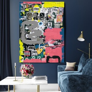 Graffiti Art, Street Art, Pink Gold Street Art Painting Print on Canvas, Large Canvas Print, Urban Canvas Print, Sort of Thought