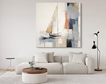 Lujo en las olas-7, Impresión en lienzo de barco oceánico, Arte de pared grande, Impresión en lienzo de barco abstracto, Arte de pared costero personalizado Decoración para sala de estar