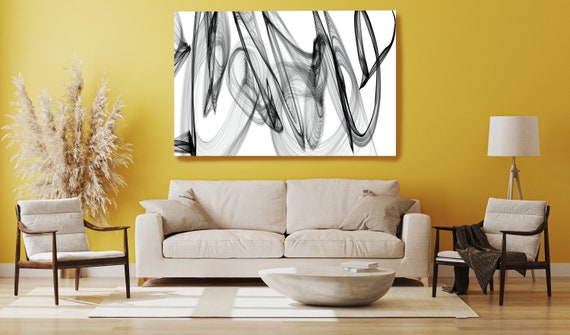 Black and White Wall Art, A Powerful Force, Home Decor Wall Art Black and White Abstract Canvas Print Brush Stroke Office Art Wall Art