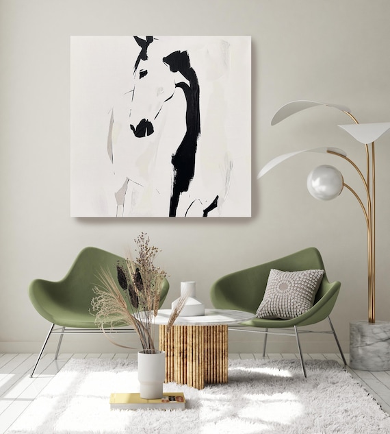 Elegant Equine Lines-10 Canvas Art, Horse Painting, Horse Art, Impressionist Horse Painting Print, Minimalist Horse Canvas Art Print