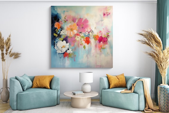 Whispering Blossoms-8 Canvas Print | Abstract Floral Canvas | Muted  Wall Decor | Contemporary Artwork | Floral Canvas Print