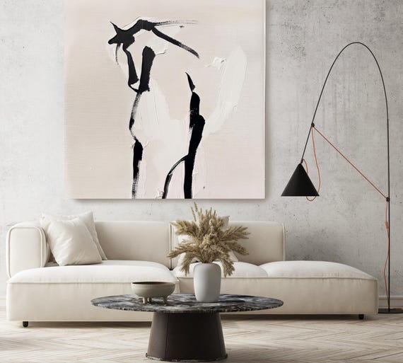 Elegant Equine Lines-1 Canvas Art, Horse Painting, Horse Art, Black and Off White Horse Painting Print, Minimalist Horse Canvas Art Print