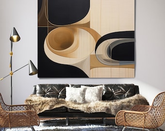 Midcentury Mod Abstractions-60, Contemporary Midcentury Art, Midcentury Modern Art, Living Room Art, Brown Midcentury Canvas Print